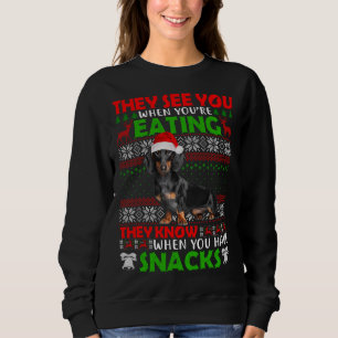 Camiseta Papais noeis do Xmas Dachshund que te veem quando