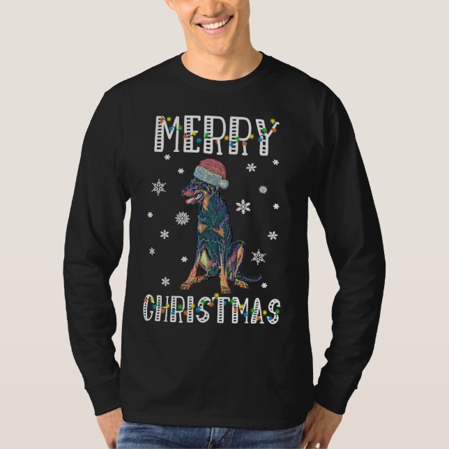 Camiseta Papais noeis Doberman Feliz Natal (Frente)