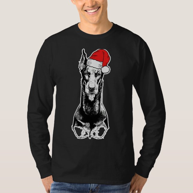 Camiseta Papais noeis Doberman Pinscher Dog Ugly (Frente)