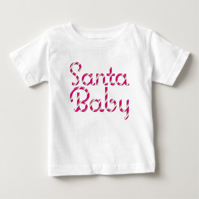 Camiseta Papais noeis Doces Rosa Bebês Cane Holiday Baby T  (Frente)