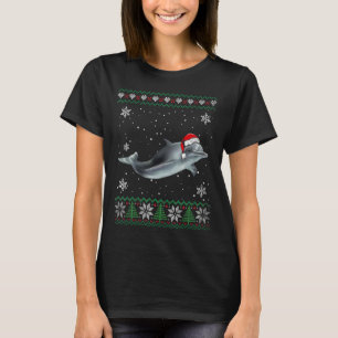 Camiseta Papais noeis Dolphin Ugly Sweater Animais de Natal