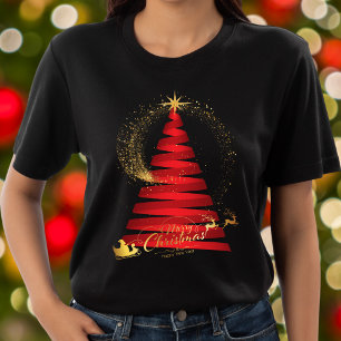 Camiseta Papais noeis Dourados e renas da Árvore de Natal V