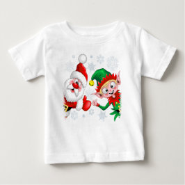 Camiseta Papais noeis e Caracteres de Natal do Elf diminuem