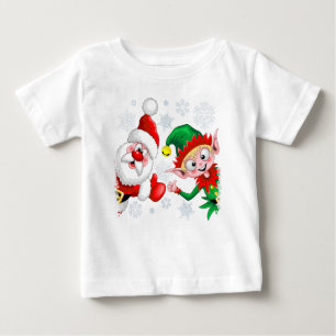 Camiseta Papais noeis e Caracteres de Natal do Elf diminuem