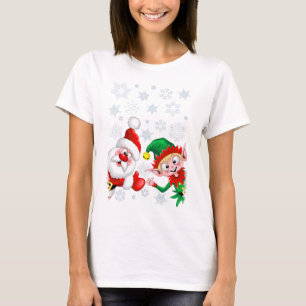 Camiseta Papais noeis e Caracteres de Natal do Elf diminuem