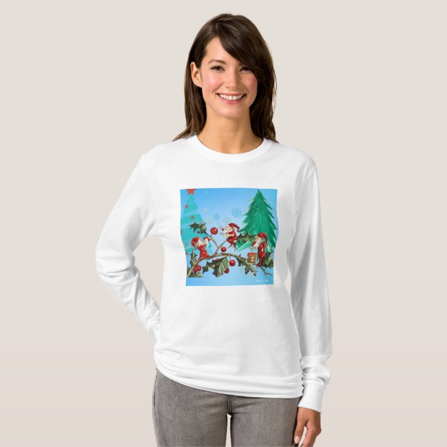 Camiseta Papais noeis e Elves se preparando! (Frente Completa)