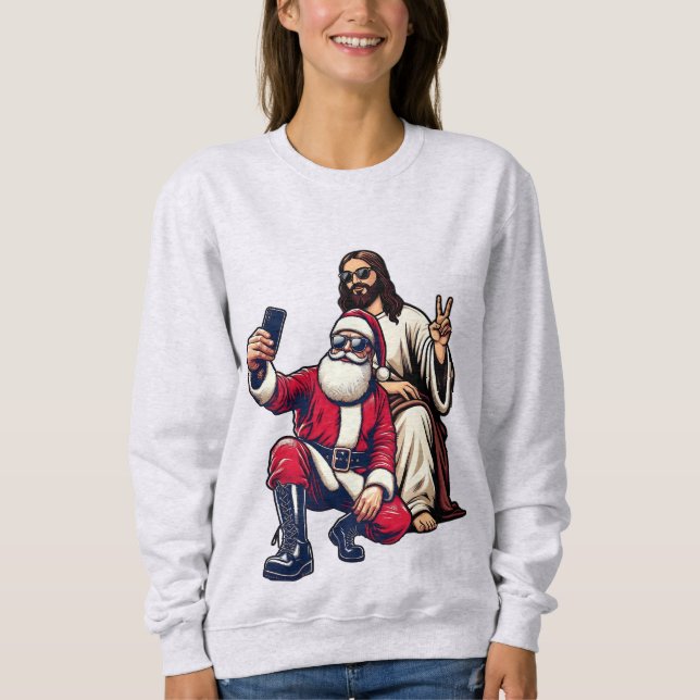 Camiseta Papais noeis e Jesus Selfie, doce de Natal (Frente)