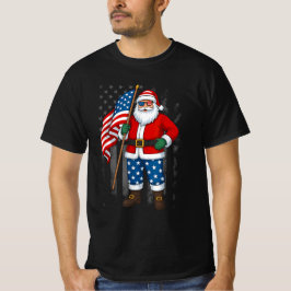 Camiseta Papais noeis E Natal Americano De Bandeira Em Julh
