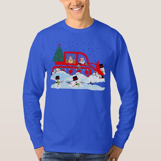 Camiseta Papais noeis e Reindeer Snowploring Snowmen (Frente)