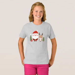 Camiseta Papais noeis e renas de Natal bonitos