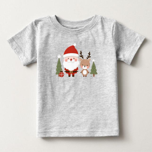 Camiseta Papais noeis e renas de Natal bonitos (Frente)