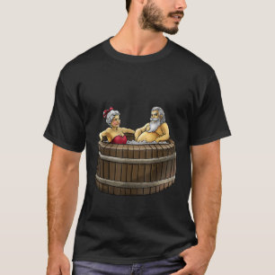 Camiseta Papais noeis E Sra. Claus No Hot Tub Cuidam De Cas