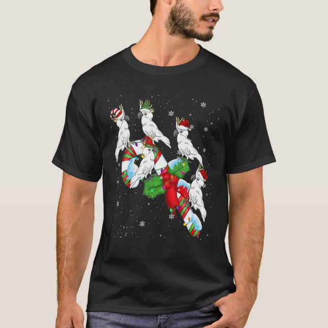 Camiseta Papais noeis ELF Cockatoon Candy Christmas Lights  (Frente)