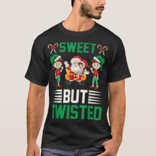 Camiseta Papais noeis Elves Doce Mas Doces Torcidos Cane En