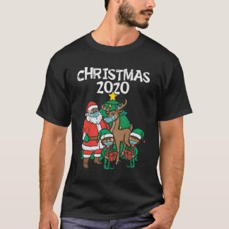 Camiseta Papais noeis Elves Reindeer Em Máscara Natal 2020 