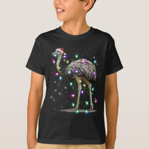 Camiseta Papais noeis Emu Bird com luzes de Natal Dando um