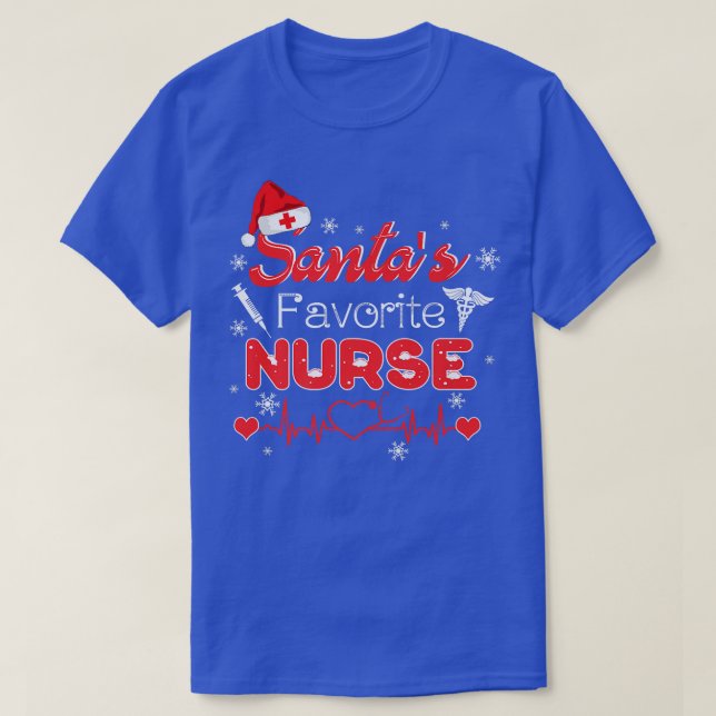 Camiseta Papais noeis Enfermeira Favorita Xmas Light Santa  (Frente do Design)