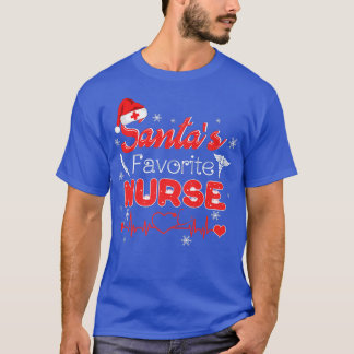 Camiseta Papais noeis Enfermeira Favorita Xmas Light Santa