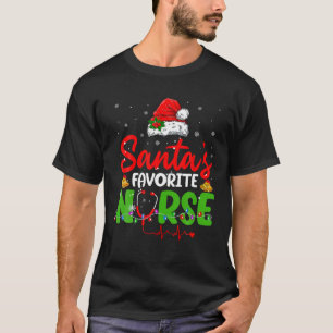 Camiseta Papais noeis Enfermeira Favorita Xmas Light Santa