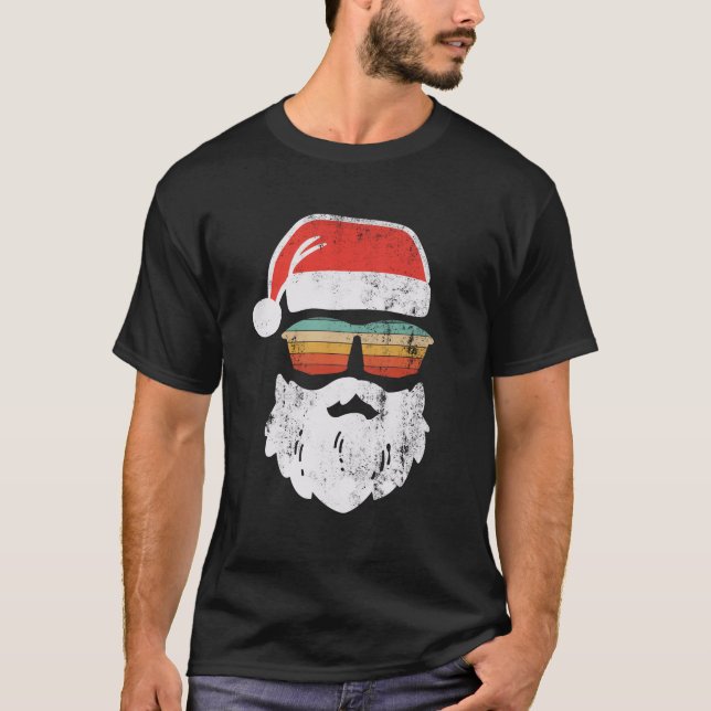 Camiseta Papais noeis Enfrentam Óculos Retrorísticos Natal (Frente)