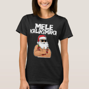 Camiseta Papais noeis engraçadas de Natal Hawaii Mele Kalik