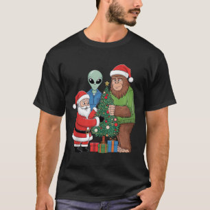 Camiseta Papais noeis Engraçados Alienígena Bigfoot Decoran