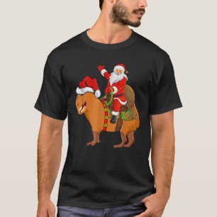 Camiseta Papais noeis Engraçados Andando Capybara Christmas