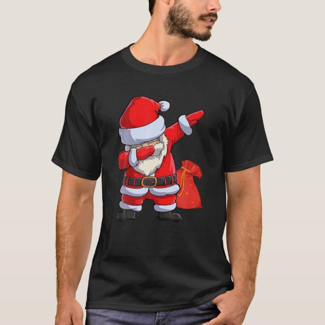 Camiseta Papais noeis Engraçados Dança De Natal Dab Dance P (Frente)