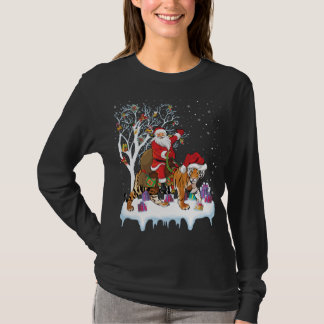 Camiseta Papais noeis engraçados de árvores de iluminação d