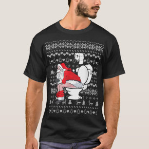 Camiseta Papais noeis Engraçados De Banheiro Feio De Natal 