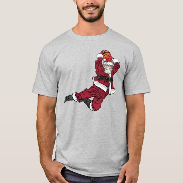 Camiseta Papais noeis Engraçados de Basquete Dunk (Frente)