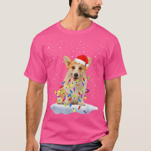 Camiseta Papais noeis Engraçados de Corgi Luzes de Natal Da