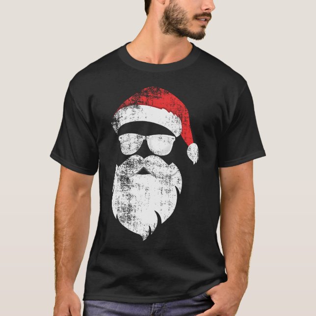 Camiseta Papais noeis Engraçados De Hipster Enfrentados Com (Frente)