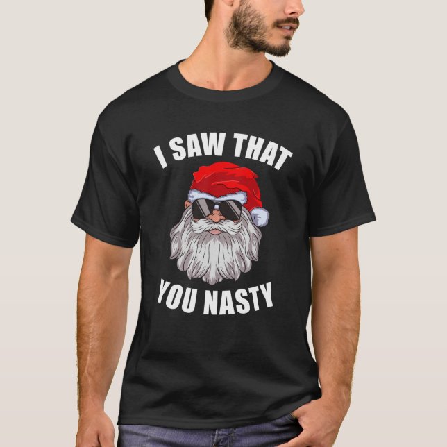 Camiseta Papais noeis Engraçados De Natal Feio Xmas Eu Vi Q (Frente)