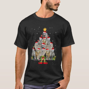 Camiseta Papais noeis engraçados de Natal Wolf Árvore de Na