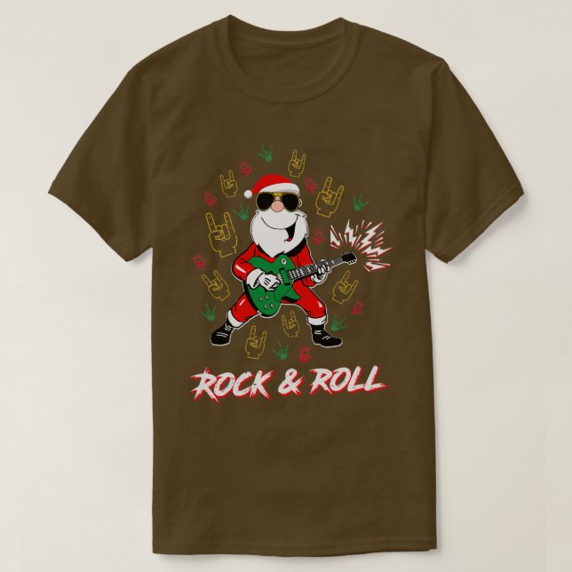 Camiseta Papais noeis Engraçados De Rock E Roll Incrível Le (Frente do Design)