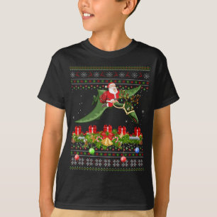 Camiseta Papais noeis Engraçados De Xmas Andando Pterodacty