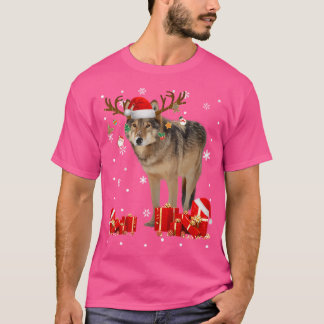 Camiseta Papais noeis Engraçados do Lobo de Natal Reindeer