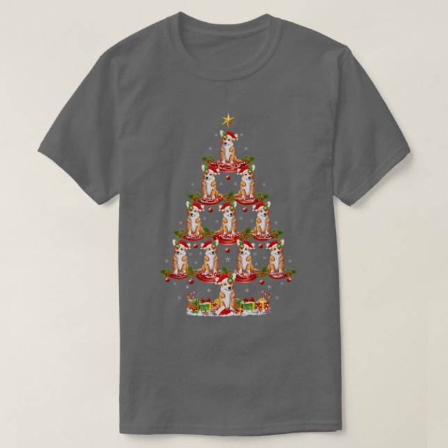 Camiseta Papais noeis Engraçados do Natal Corgi Dog Árvore  (Frente do Design)
