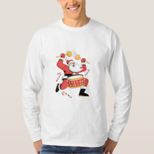 Camiseta Papais noeis Engraçados Drummer Feios De Natal Bat