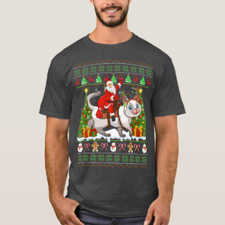 Camiseta Papais noeis Engraçados Engraçados De Gato De Nata