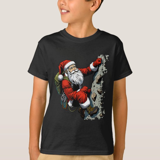 Camiseta Papais noeis Engraçados Escalando Natal Boulderin (Frente)