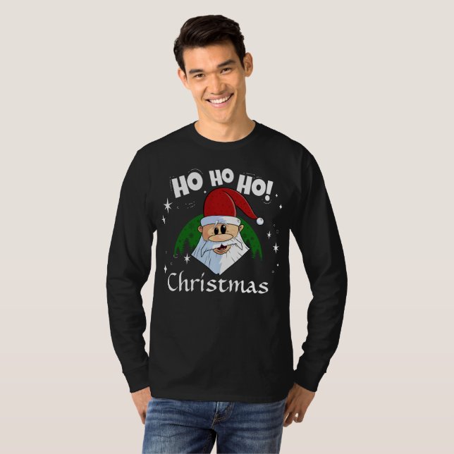 Camiseta Papais noeis Engraçados Ho Ho Natal Vermelho Verde (Frente Completa)