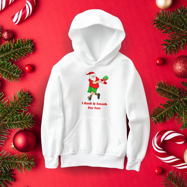 Camiseta Papais noeis Engraçados Jogando Pickleball I Dash  (Pickleball Santa Smash! Gift this hoodie, ace the Christmas game!)