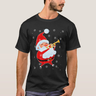 Camiseta Papais noeis Engraçados Jogando Trompete De Natal