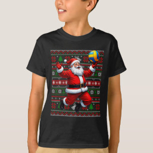 Camiseta Papais noeis Engraçados Jogando Voleibol Feia de N