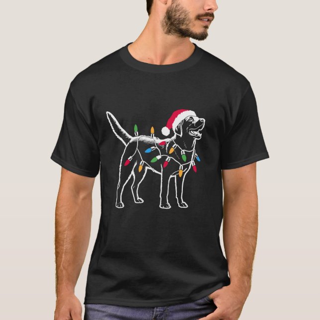 Camiseta Papais noeis Engraçados Labrador Retriever Luzes D (Frente)