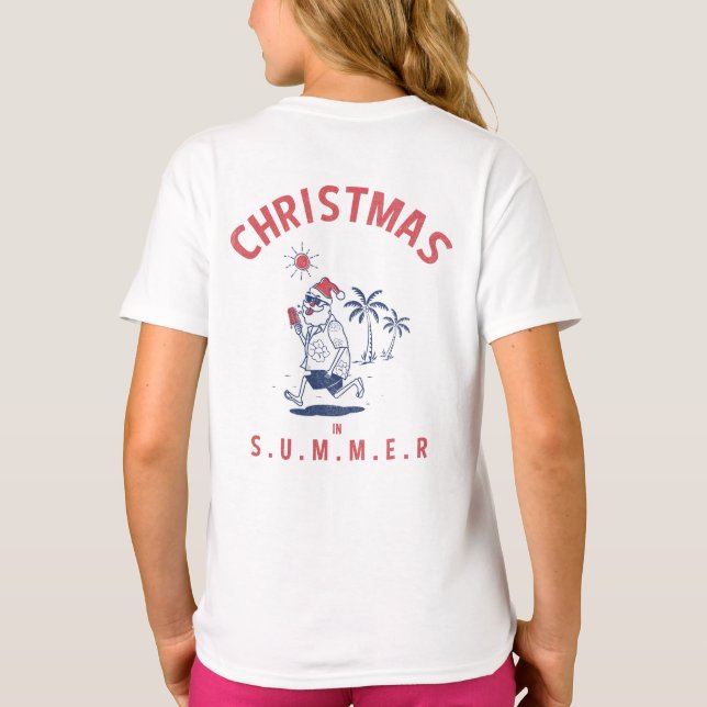 Camiseta Papais noeis Engraçados No Natal Do Verão Em Julho (Verso)
