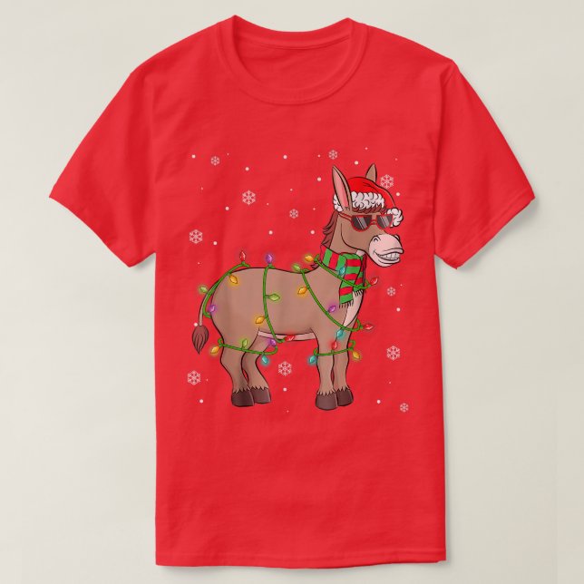 Camiseta Papais noeis Engraçados Noite de Natal Donkey Noit (Frente do Design)