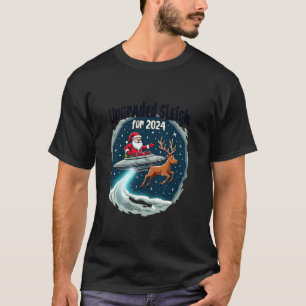 Camiseta Papais noeis engraçados OVNI 2024 Ficha Alienígena
